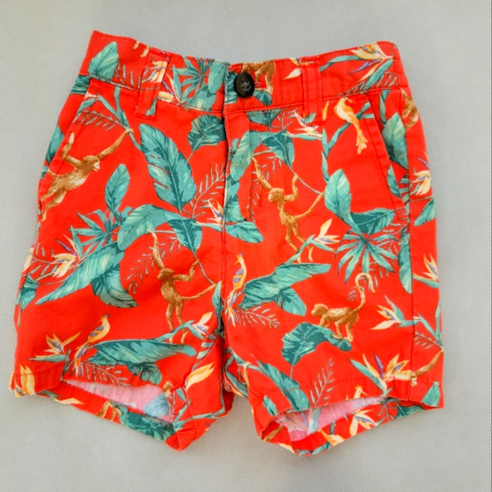 Janie And Jack Red Monkey Shorts 100% Cotton 12-18M